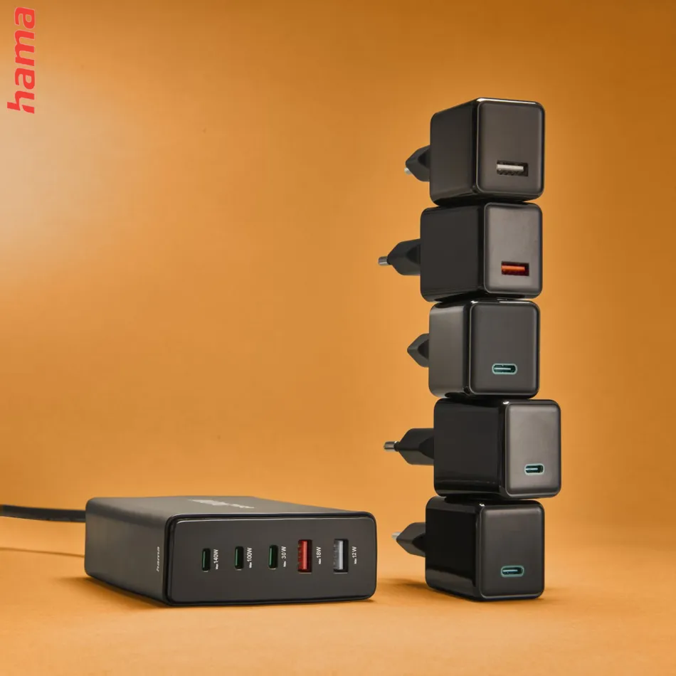 Hama USB nabíjacia stanica GaN, 3x USB-C PD, 2x USB-A (1x QC), 140 W