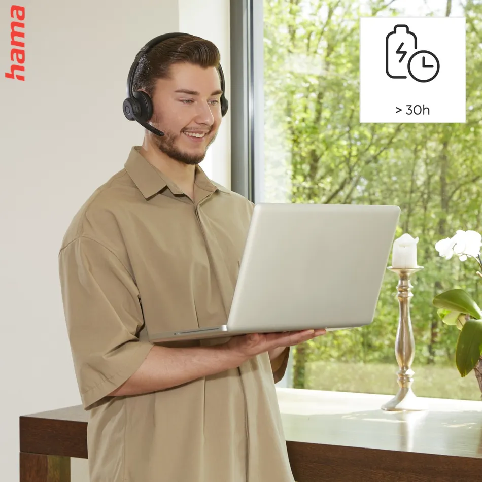 Hama BT700, Bluetooth headset stereo, mikrofón otočný o 280°, výdrž 45 h, pre 2 zariadenia súčasne