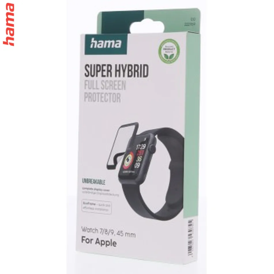 Hama Super Hybrid, ochrana displeja pre Apple Watch 7/8/9, 45 mm, nerozbitná