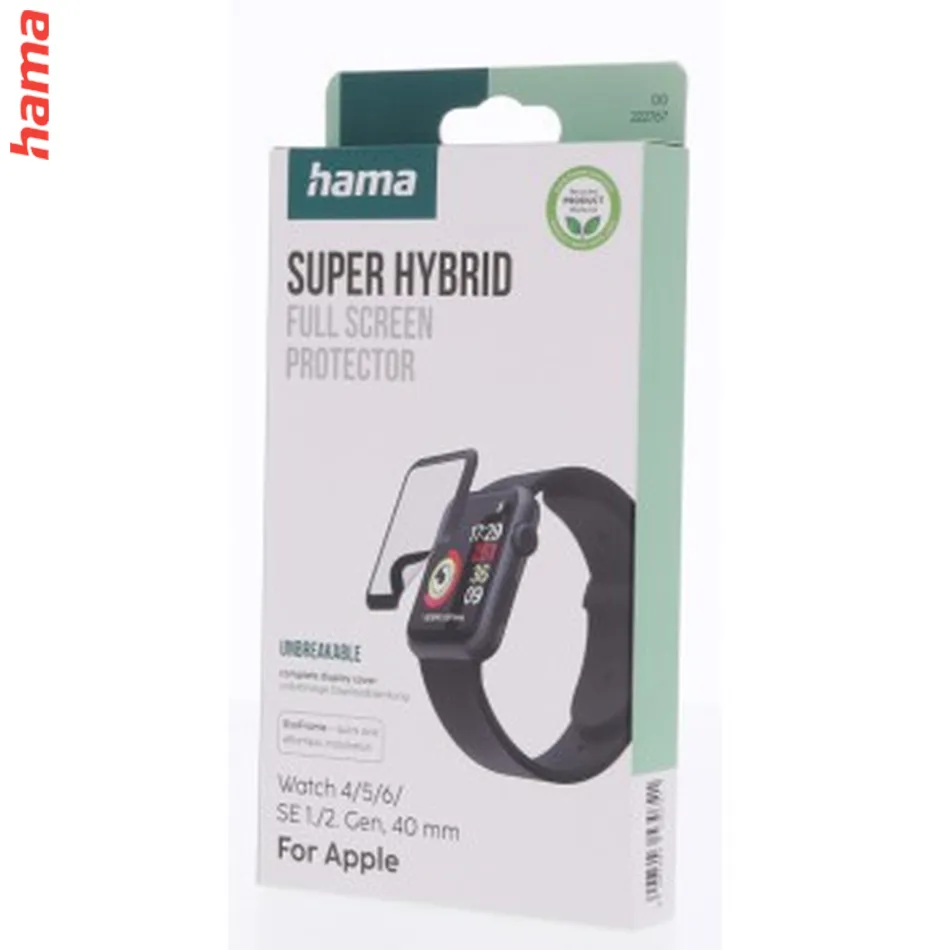 Hama Super Hybrid, ochrana displeja pre Apple Watch 4/5/6/SE 1. Gen/SE 2. Gen, 40 mm, nerozbitná