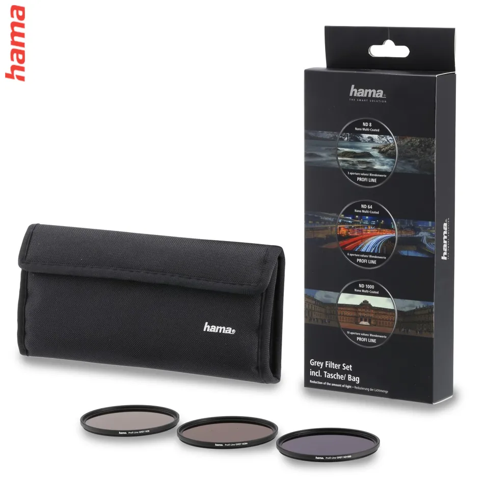 Hama set šedých filtrov ND8, ND64, ND1000, priemer 67 mm, puzdro na filtre