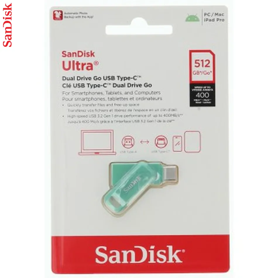 SanDisk Ultra Dual Drive Go USB Type- C, absinthe zelená 512 GB