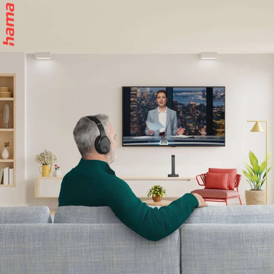 Hama bezdrôtové TV slúchadlá, nabíjacia základňa s 2,4 GHz vysielačom, Bluetooth