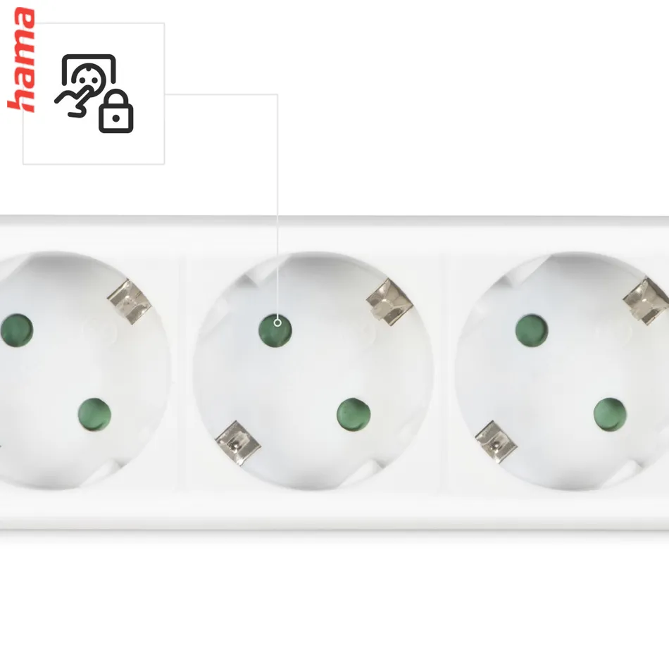 Hama predlžovací prívod s vypínačom, 6x zásuvka schuko, 1,4 m, biely