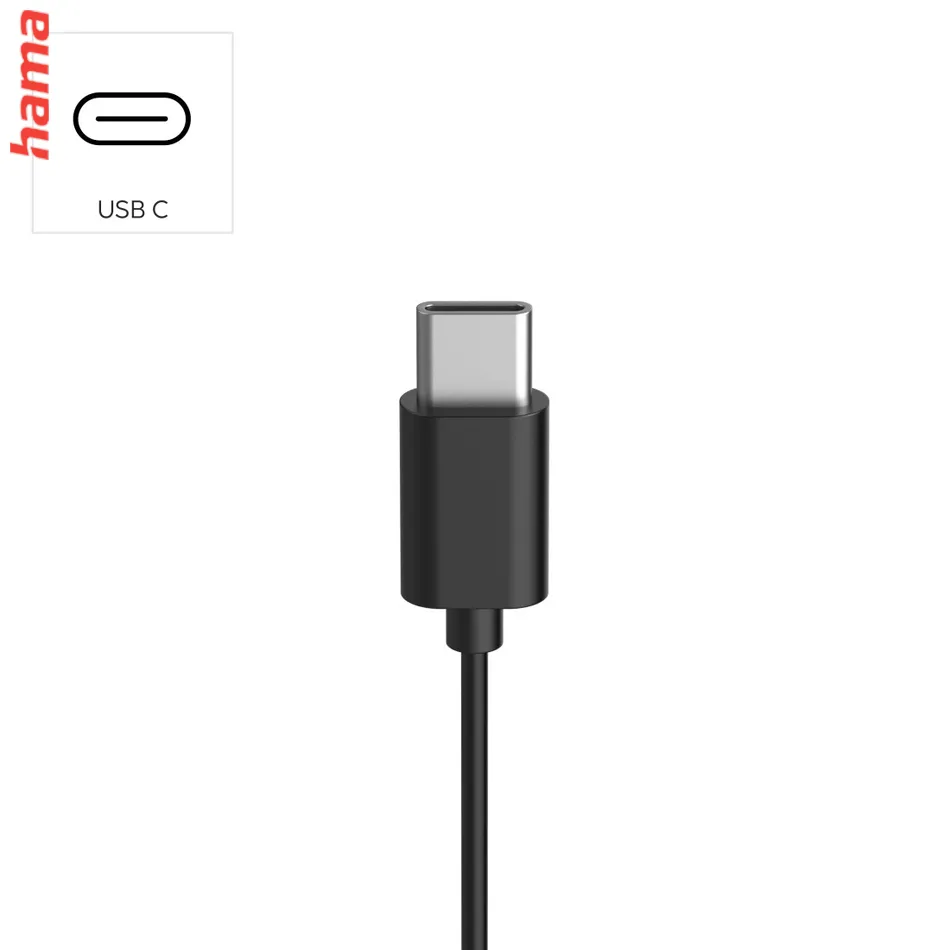 Hama USB-C slúchadlá s mikrofónom Fun C, uzavreté, čierne