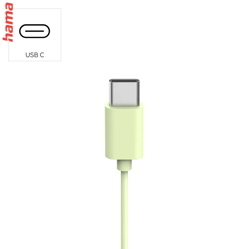 Hama USB-C slúchadlá s mikrofónom Fun C, uzavreté, zelené