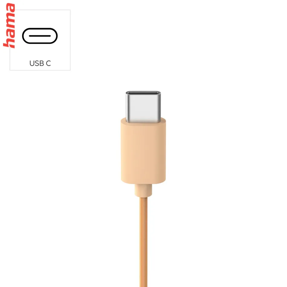 Hama USB-C slúchadlá s mikrofónom Fun C, uzavreté, oranžové