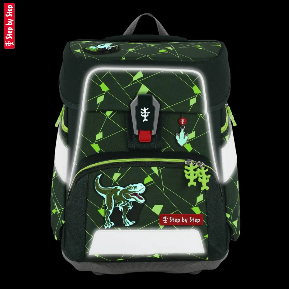 Školská taška Step by Step SPACE SHINE, Dino Night Tyro - 5-dielny set, AGR certifikát