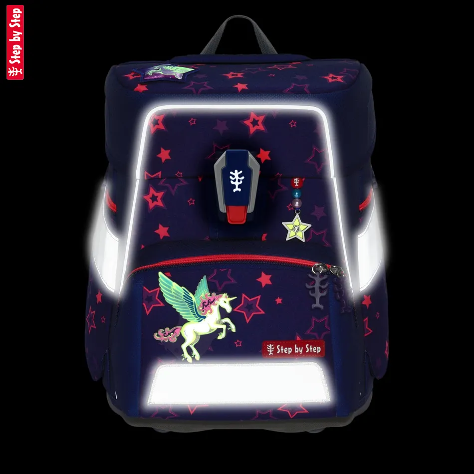 Školská taška Step by Step SPACE SHINE, Pegasus Night Nuala - 5-dielny set, AGR certifikát