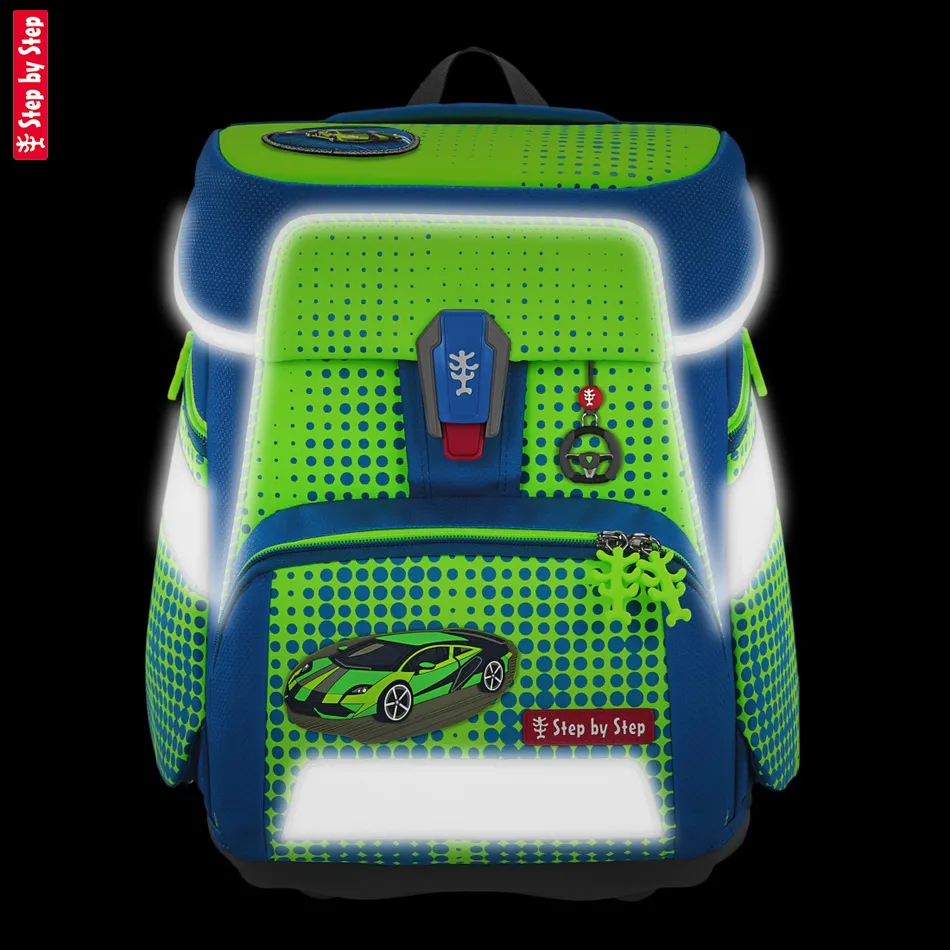 Školská taška Step by Step SPACE NEON, Race Car Chuck - 5-dielny set, AGR certifikát
