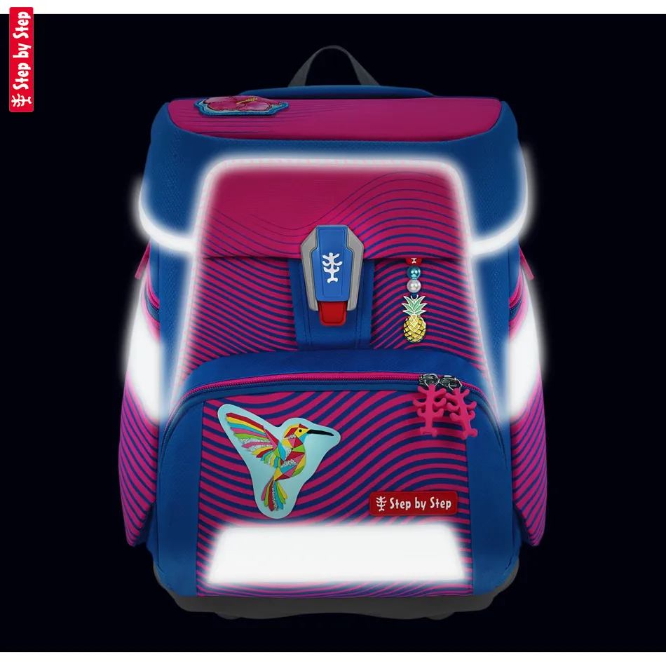 Školská taška Step by Step SPACE NEON, Kolibri Kaja - 5-dielny set, AGR certifikát