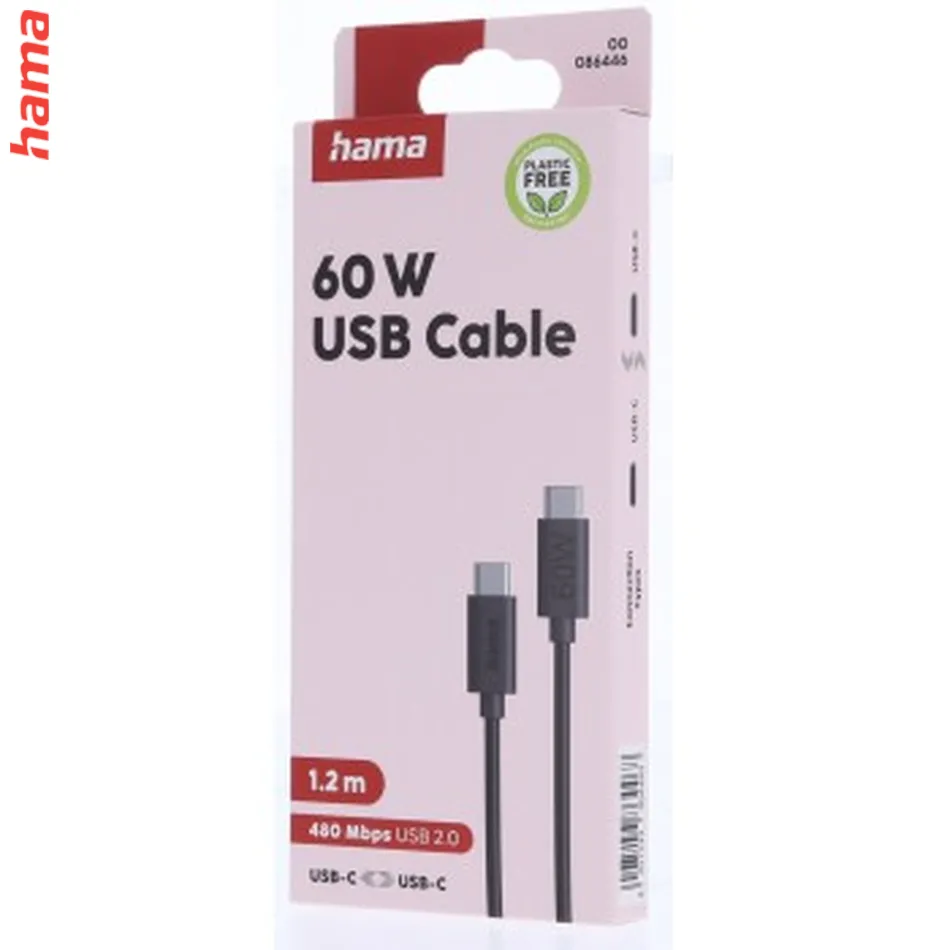 Hama USB-C 2.0 kábel, 1,2 m, Ecosential