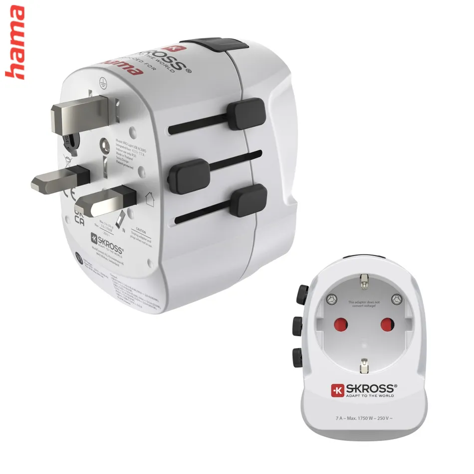 Adaptér do zásuvky Hama cestovný adaptér Pro Light AC 30PD, 3-pól, globálny, USB-A/USB-C 30W