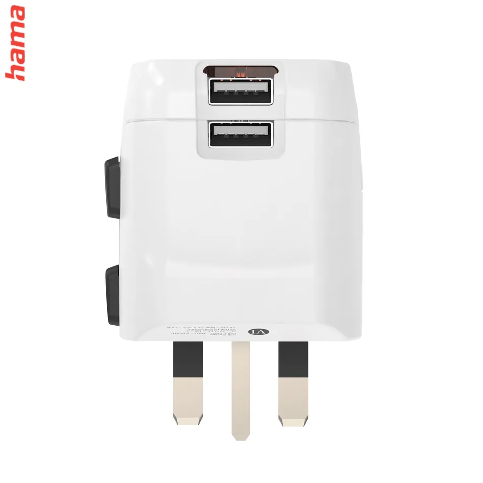 Hama cestovný adaptér World Travel Pro Light USB, 3-pól., univerzál., 2xUSB-A