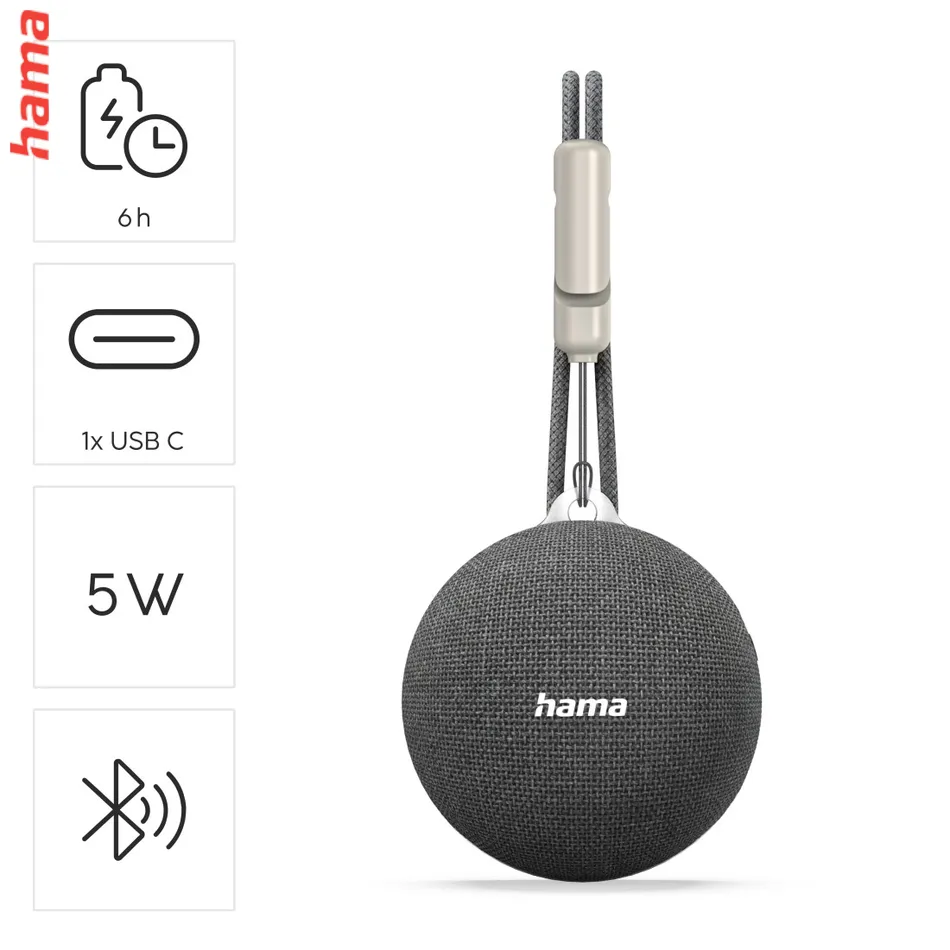 Hama MagBuddy, Bluetooth® reproduktor, 5 W, magnetický krúžok, LED podsvietenie