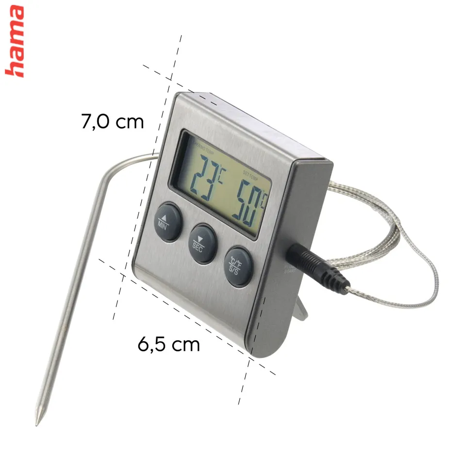 Hama digitálny teplomer na potraviny a nápoje, sonda s káblom 1 m