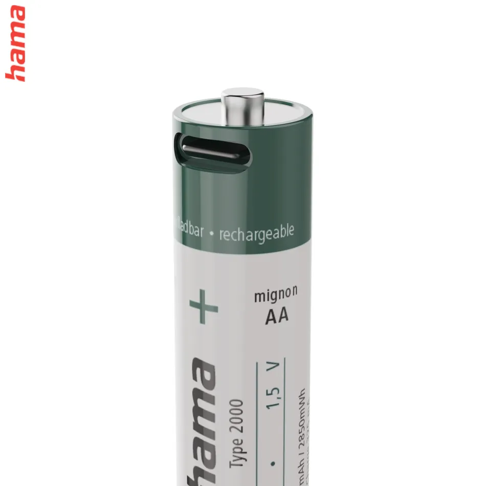Hama nabíjateľné AA batérie, Li-Ion, 4 ks, 1900 mAh, USB-C konektor