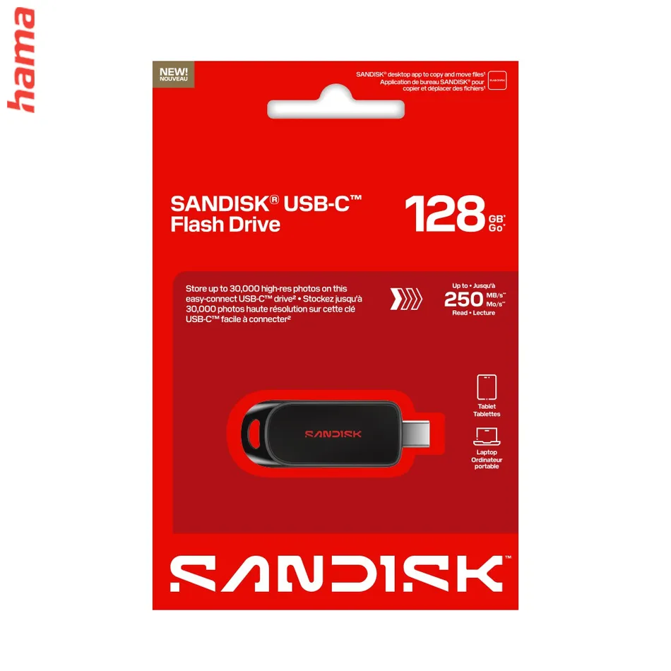 SanDisk USB-C kľúč 128 GB, USB 3.2 Gen 1, čítanie až 250 MB/s