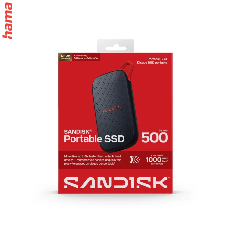 SanDisk Portable SSD 500 GB, prenosný externý SSD disk, USB-C, 1000 MB/s