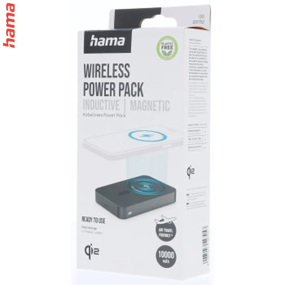 Hama bezdrôtová powerbanka Qi2, 10000 mAh, indukčné nabíjanie, USB-C Power Delivery
