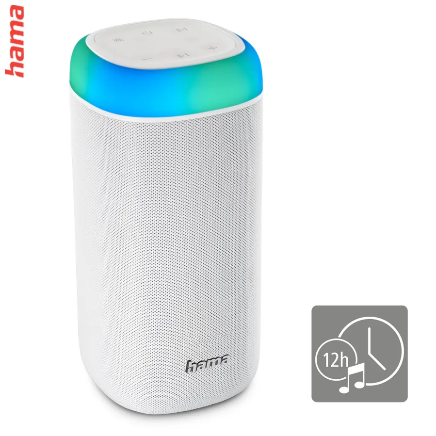 Hama Bluetooth reproduktor Shine 2.0, LED podsvietenie, IPX 4, biely