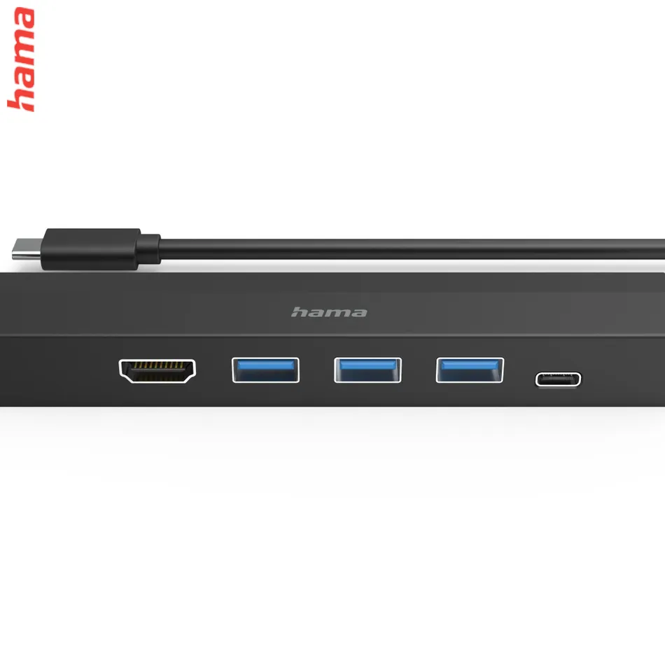Hama USB-C hub, multiport, 3x USB-A, USB-C PD, HDMI, LAN, 6 portov