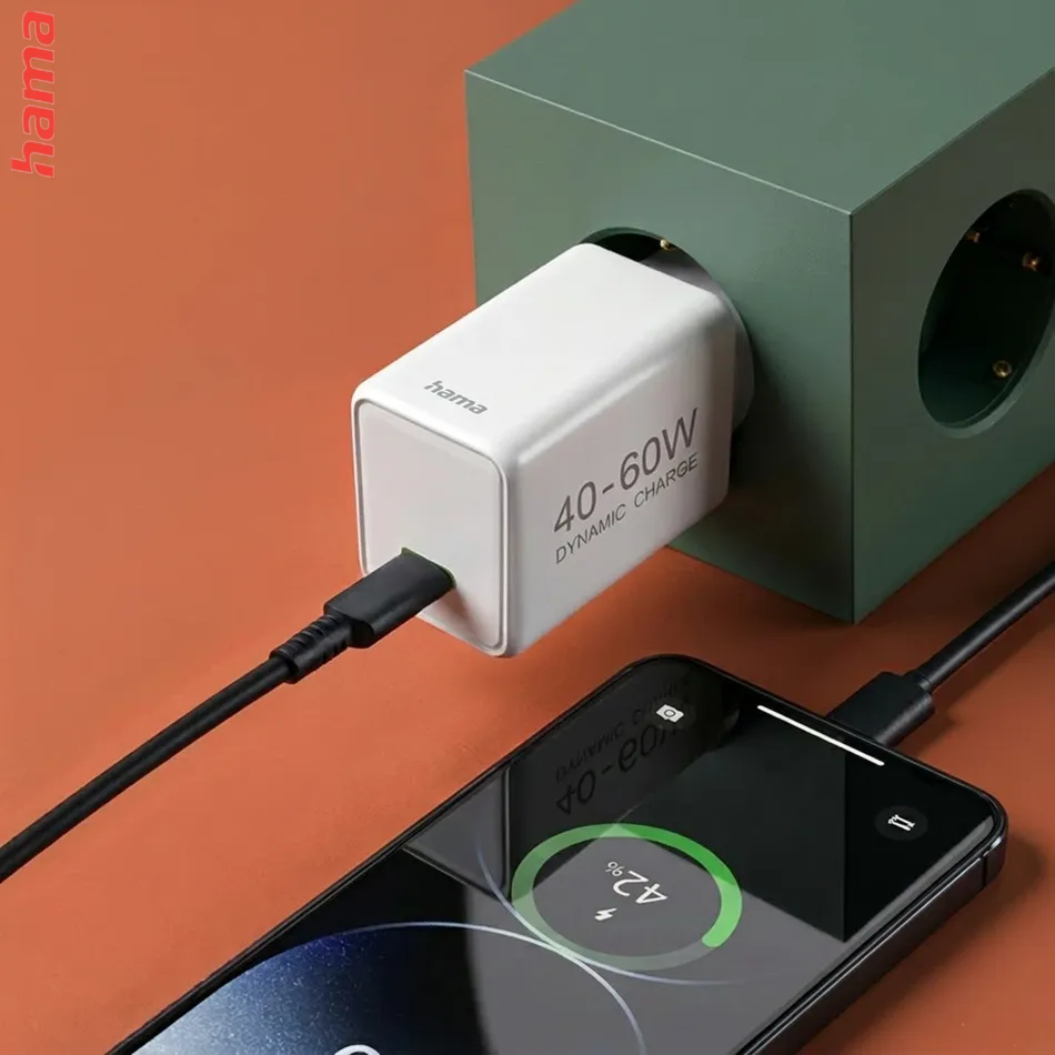 Hama Rýchla USB nabíjačka GaN USB-C PD 40-60 W, AVS dynamické nabíjanie