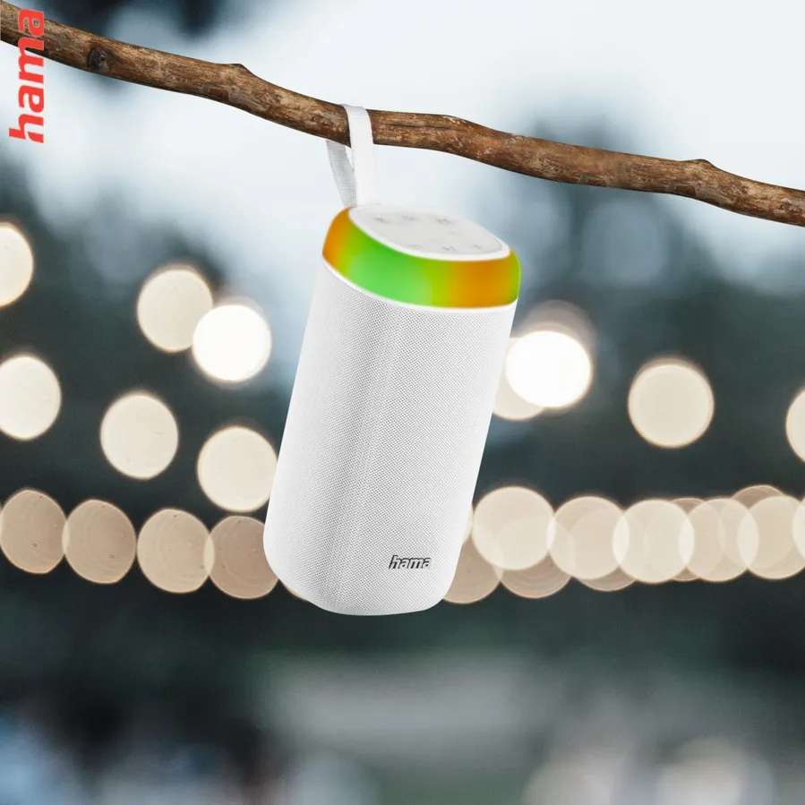 Hama Bluetooth reproduktor Shine 2.0, LED podsvietenie, IPX 4, biely