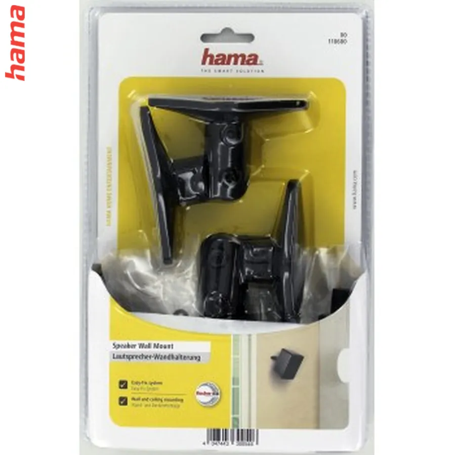 Hama držiak reproduktoru na stenu, 2 ks, čierny