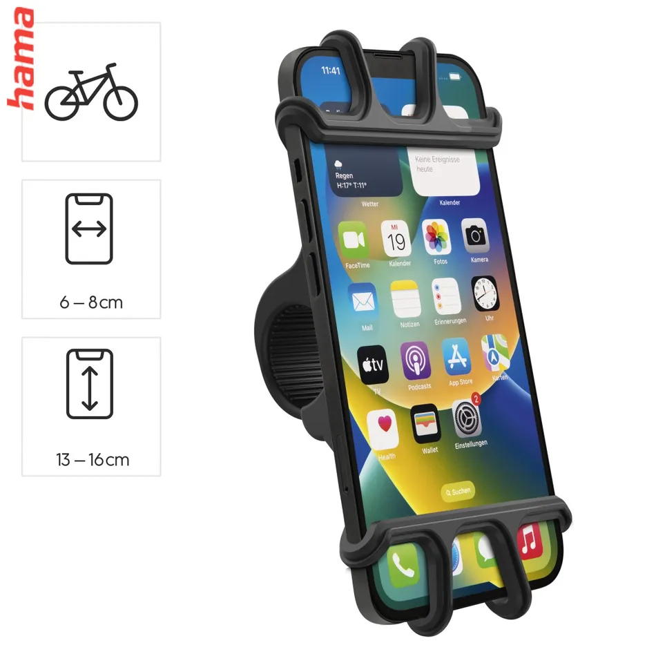 Hama Flexible, držiak mobilu na riadidlá bicykla, pre zariadenia so šírkou 6-8 cm a výškou 13-16 cm  