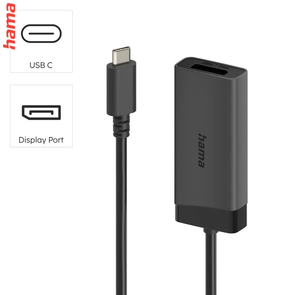 Hama Redukcia 2v1 USB-C na HDMI a DisplayPort, UHD 4K@60 Hz, Čierna