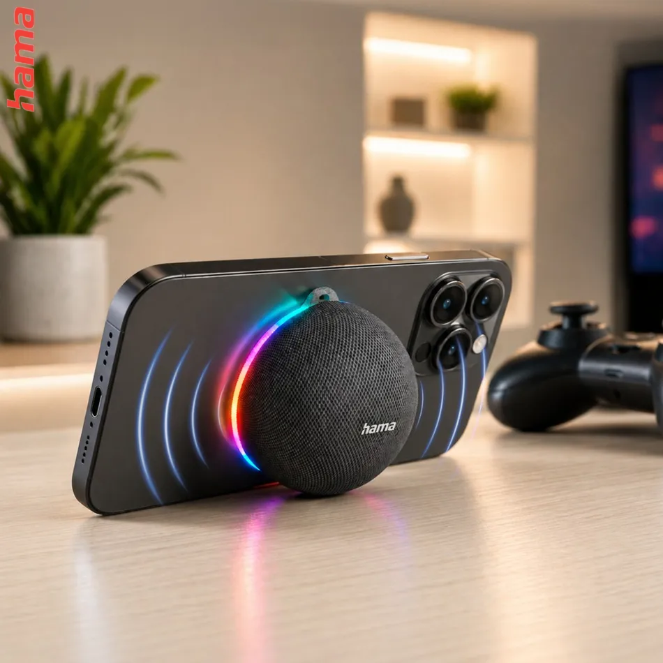 Hama MagBuddy, Bluetooth® reproduktor, 5 W, magnetický krúžok, LED podsvietenie