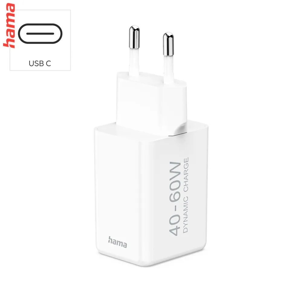 Hama Rýchla USB nabíjačka GaN USB-C PD 40-60 W, AVS dynamické nabíjanie