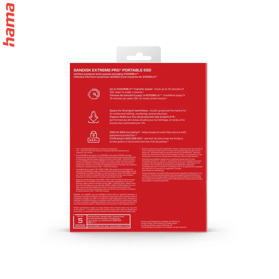 SanDisk Extreme PRO Portable SSD 2 TB, externý SSD disk, USB-C, 4000 MB/s