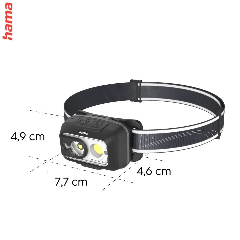 Hama HL500-C, LED čelovka, nabíjateľná, svietivosť 500 lm, dosvit 110 m, IP44