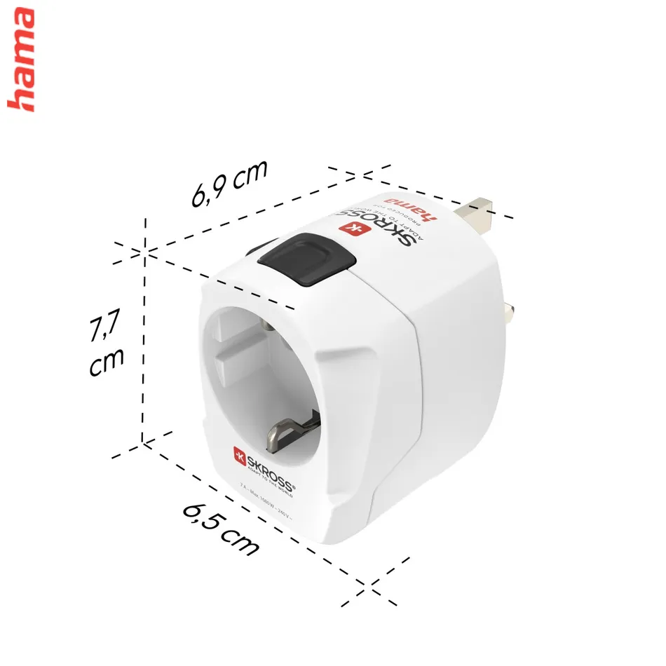 Hama cestovný adaptér typ B do USA, Kanady a východnej Ázie, 3-pól.