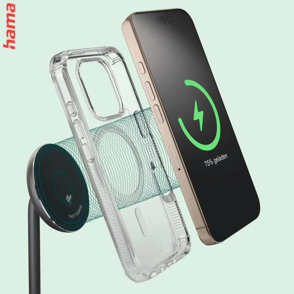 Hama nabíjacia stanica na mobil 2v1, bezdrôtová Qi2, 15 W, čierna