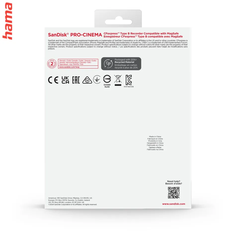 SanDisk PRO-CINEMA čítačka CFexpress Type B, USB 3.2, MagSafe