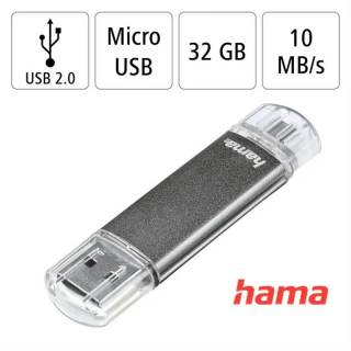 Hama flashPen Laeta Twin 16 GB 10 MB/s, šedý