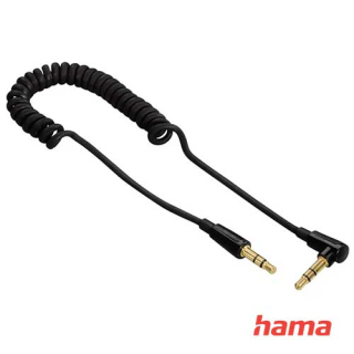 Hama audio kábel jack - jack 90 st., špirálový, 0,75 m