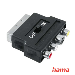 Hama scart vidlica - 3xCinch+S-Video redukcia IN/OUT prepínač