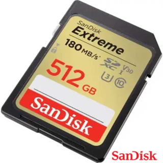 SanDisk Extreme 512 GB SDXC Memory Card 180 MB/s