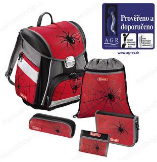 Školská taška Červený pavúk 6-dielny set certifikát AGR